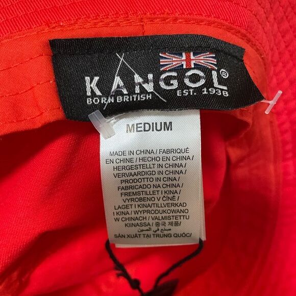 New Kangol red unisex Washed Bucket Hat size M